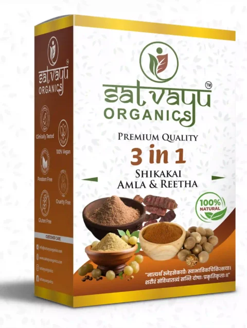 Satvayu Organics Amla Reetha Shikakai 3-in-1 Herbal Hair Powder