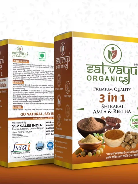 Satvayu Organics Amla Reetha Shikakai 3-in-1 Herbal Hair Powder