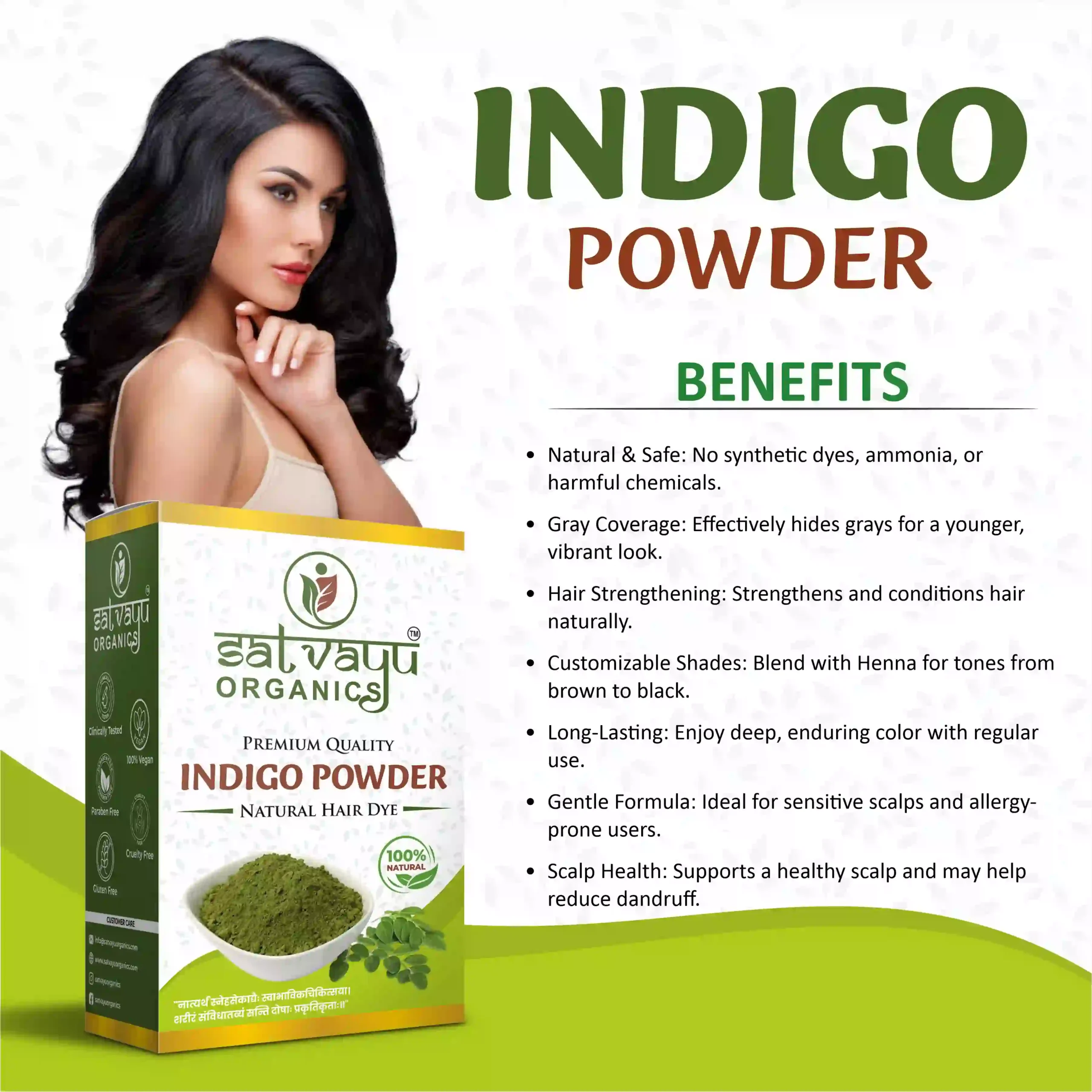 Satvayu Organics Indigo Powder for Natural Hair Colour