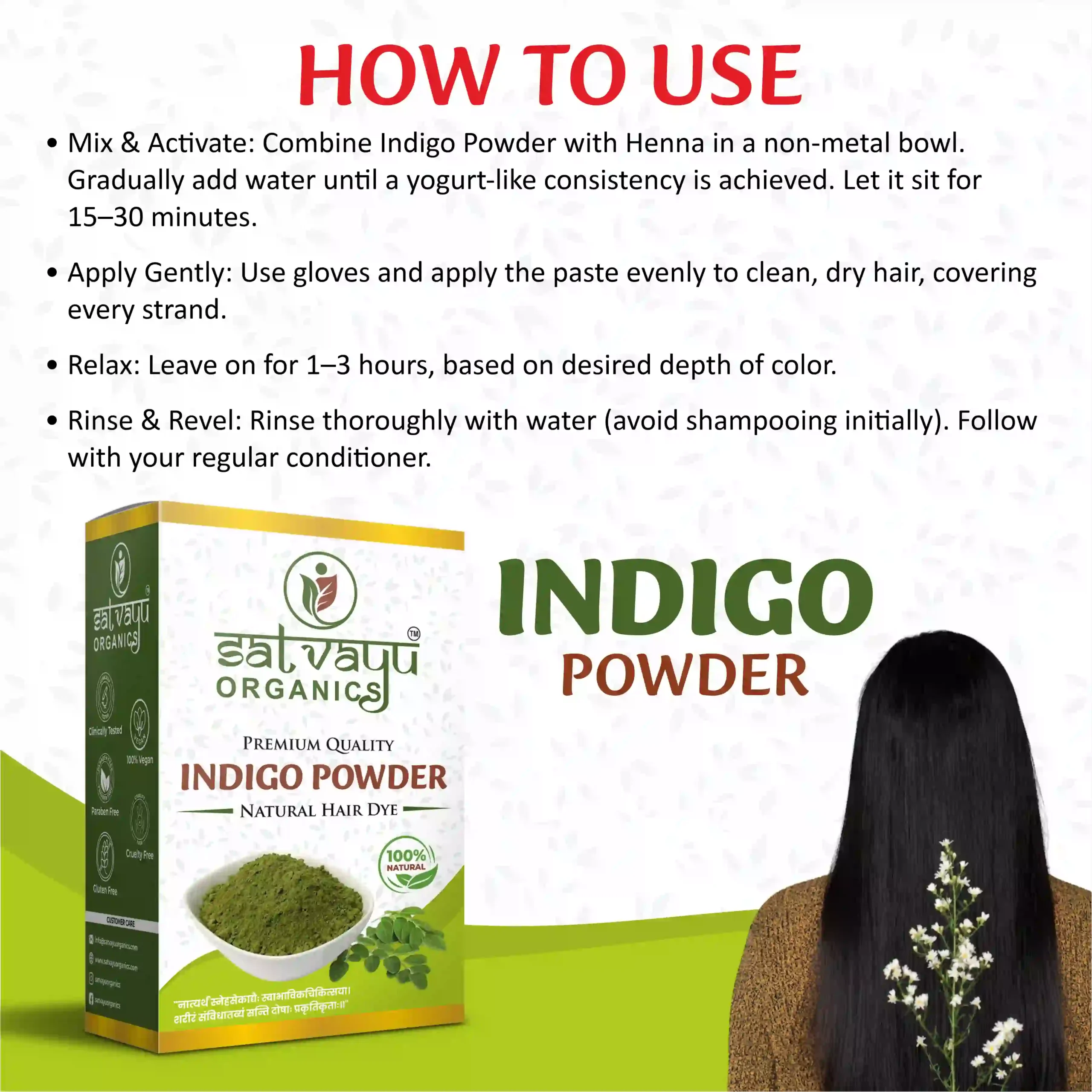 Satvayu Organics Indigo Powder for Natural Hair Colour