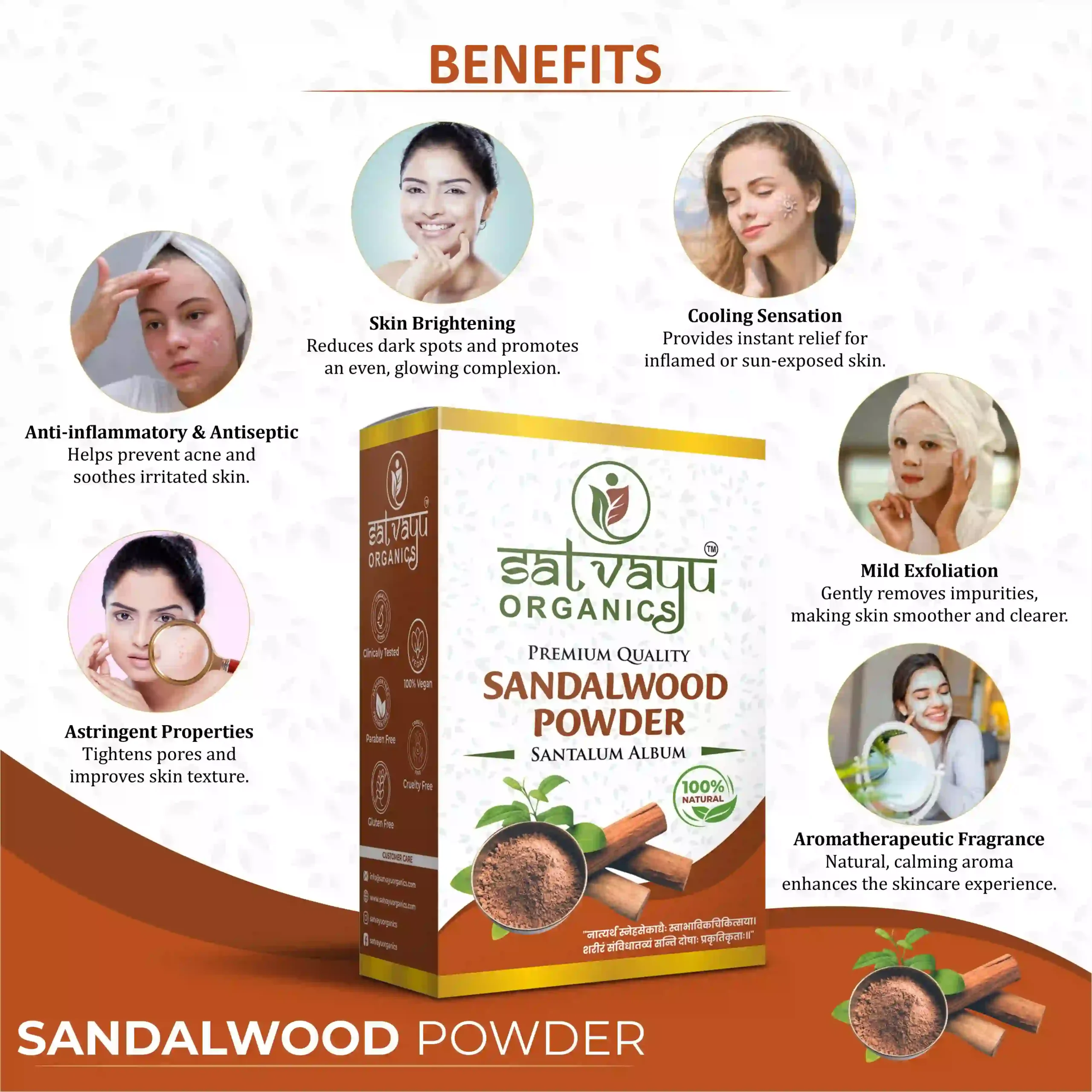 Satvayu Organics Sandalwood Powder for Face and Skin Care
